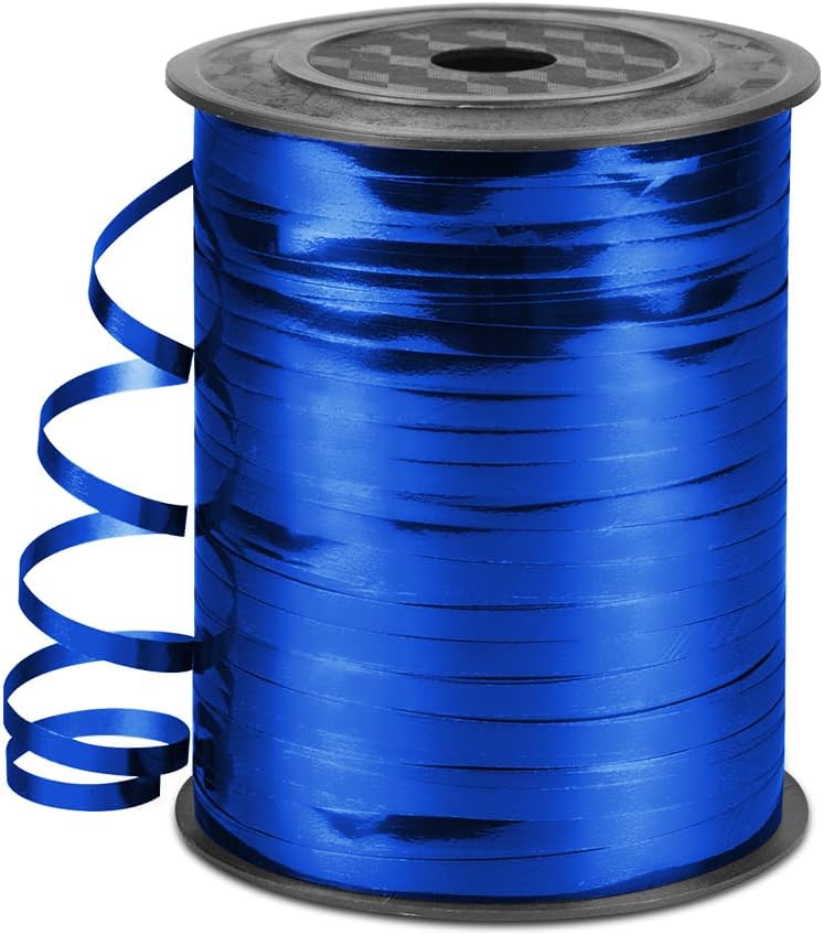 HimBen 500 Yards Curling Ribbon for Gift Wrapping, 3/16" Balloon String for Christmas Valentine Birthday Wedding Party Festival Decoration, Crafts, Flower Bouquet(Metallic Blue) - Image 1